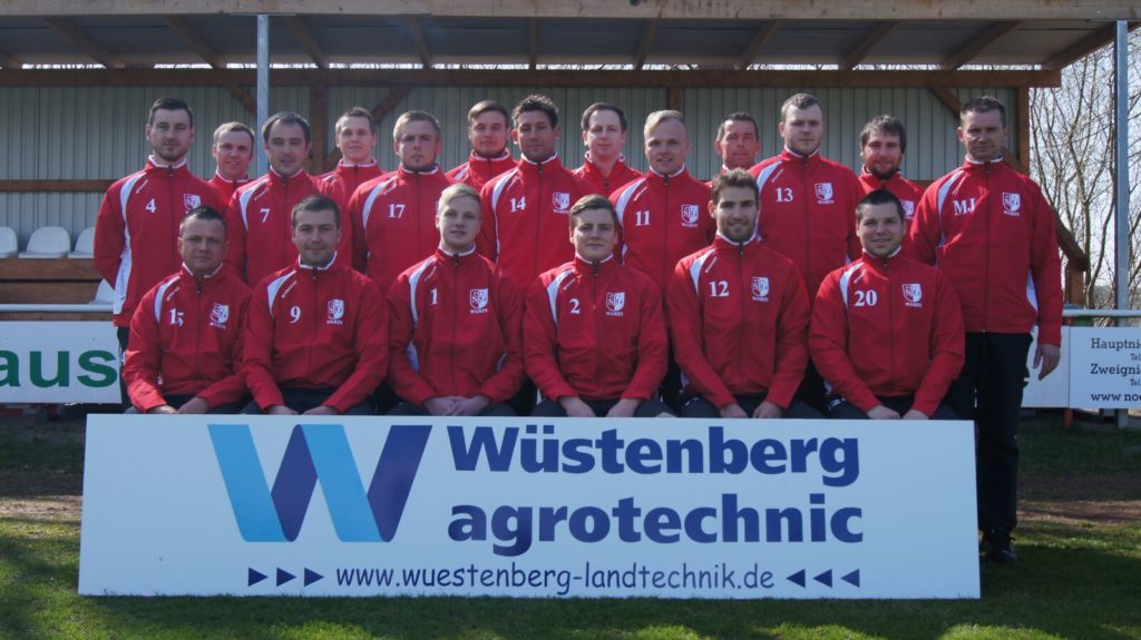 © Uwe Kolbusa TSG Warin II, hier mit dem Logo ihres Sponsors, hat weiter gute Chancen auf den Aufstieg in die Kreisoberliga.