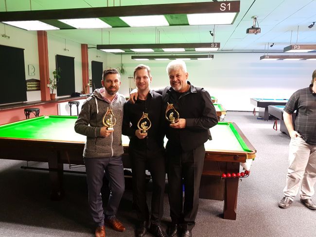 © Break In Schwerin | Gewinner Snooker v.l.n.r. David Falk 3. Platz, Stefan Schenk 1. Platz, Axel Simon 2. Platz